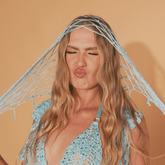 Aqua celeste crochet headscarf