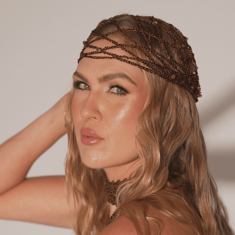 Cocoa sunset crochet headscarf